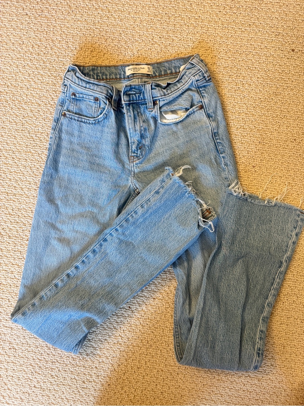 Abercrombie & Fitch Light Blue Distressed Boyfriend Jeans